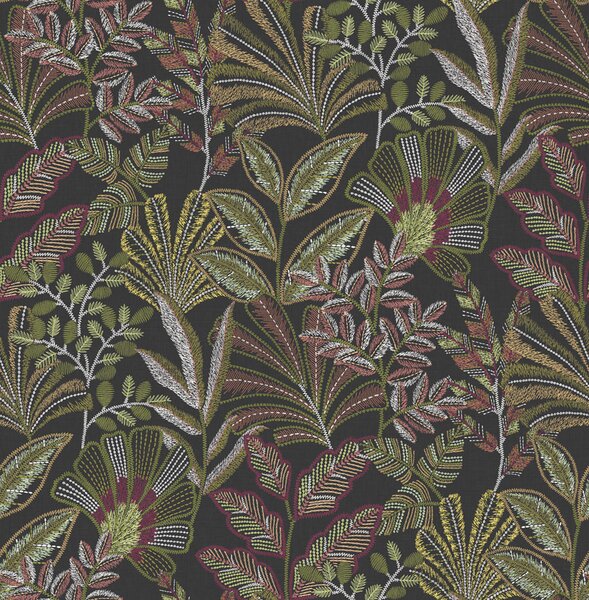 Vliesová tapeta na zeď, černá, listy, 142318, Jaipur, Graham Brown Premium