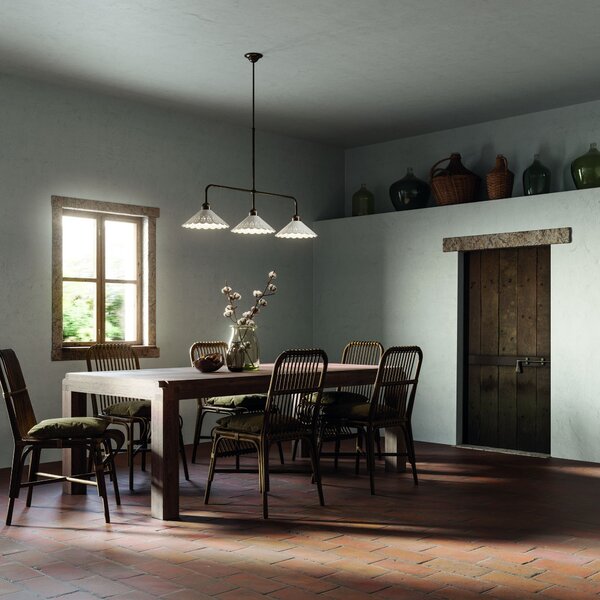 Il Fanale 065.25.OC Fior di Pizzo, závěsné svítidlo v rustikálním stylu z antické mosazi a keramiky, 3x15W LED E27, délka 115cm