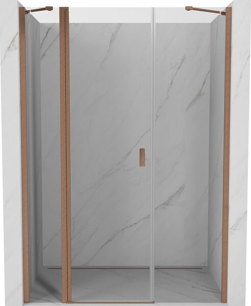 Mexen Mist sprchové dveře křídlové 140 cm, transparentní, kartáčovaná měď - 8A4-140-001-65-00