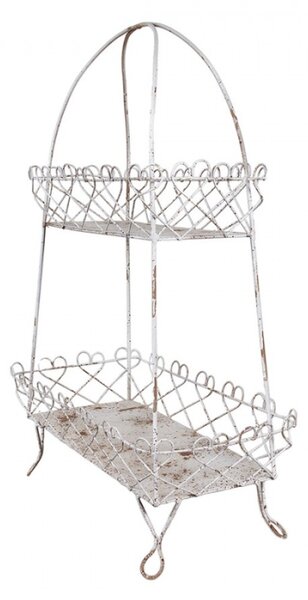 Bílý drátěný etažér se 2 košíky Katrien – 47x24x66 cm