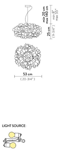 Slamp Clizia Mama Non Mama, designové svítidlo s červeným kabelem, 2x12W E27, prům. 53cm