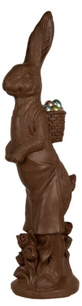 Velikonoční dekorační figurka hnědý zajíč s nůší barevných vajíček Zoete Pasen – 91 cm