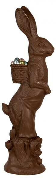 Velikonoční dekorační figurka hnědý zajíč s nůší barevných vajíček Zoete Pasen – 91 cm