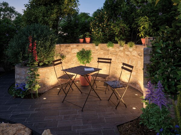 Paulmann 93951 Plug&Shine Mini, zápustné svítidlo do exteriéru 1x2,5W LED 3000K stmívatelné, stříbrná, IP65