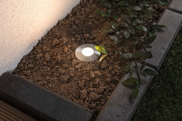 Paulmann 93951 Plug&Shine Mini, zápustné svítidlo do exteriéru 1x2,5W LED 3000K stmívatelné, stříbrná, IP65