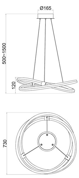 Mantra 6607 Infinity Line, moderní závěsné svítidlo 60W LED 3000K, chrom/bílá, průměr 73cm