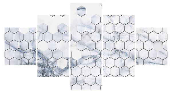 Obraz - Mramorované hexagony (125x70 cm)