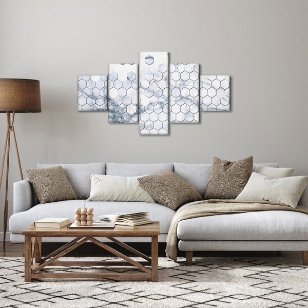 Obraz - Mramorované hexagony (125x70 cm)