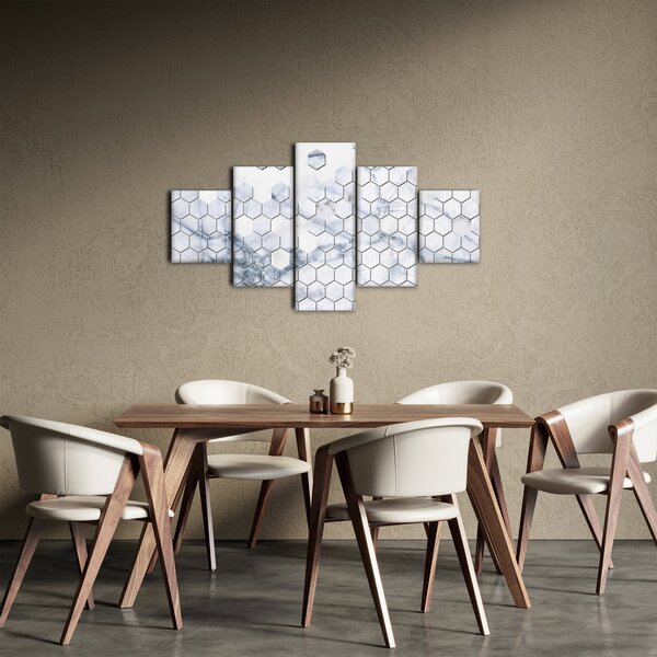 Obraz - Mramorované hexagony (125x70 cm)