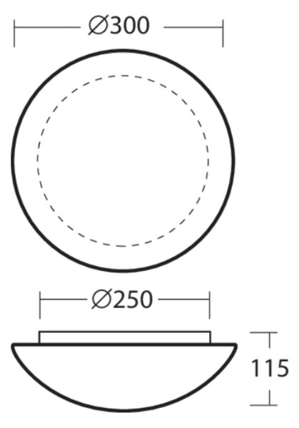 Osmont AUR51766 Aura 8, stropní/nástěnné svítidlo z triplexového skla 15W LED 4000K IP44, pr. 30cm
