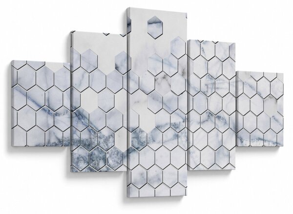 Obraz - Mramorované hexagony (125x70 cm)