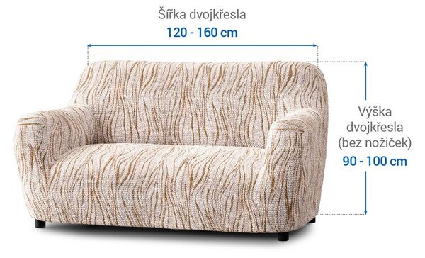 Bielastické potahy UNIVERSO NOVÉ žíhané béžové dvojkřeslo (š. 120 - 160 cm)