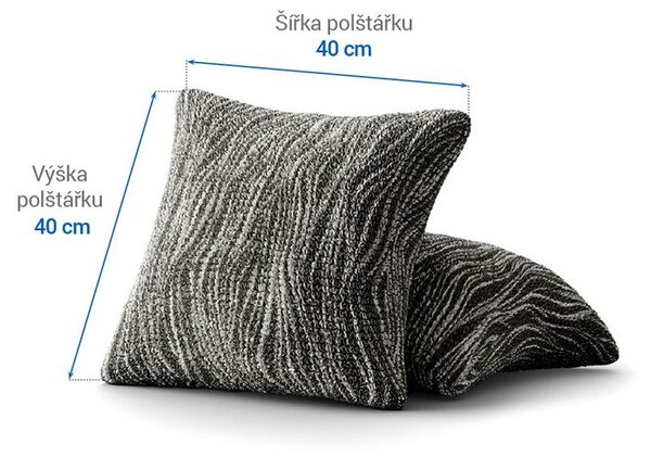 Bielastické potahy UNIVERSO NOVÉ žíhané černobílé povlaky na polštářky 2 ks (40 x 40 cm)