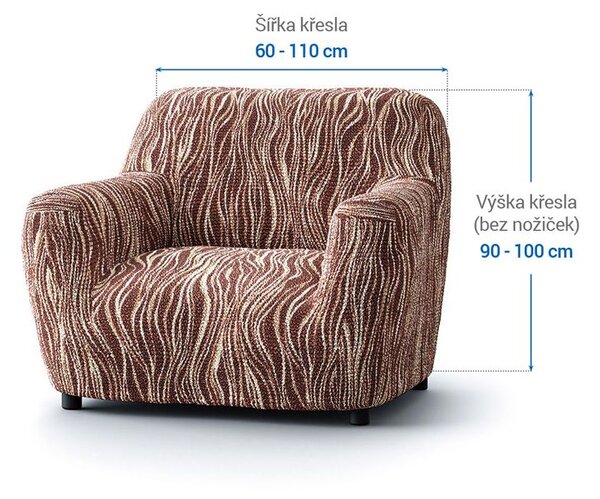 Bielastické potahy UNIVERSO NOVÉ žíhané hnědé křeslo (š. 60 - 110 cm)