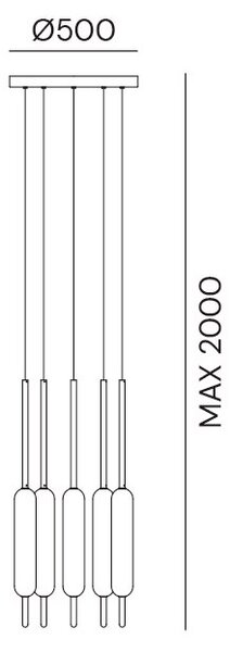 Il Fanale 285.03.ON Typha, závěsné svítidlo z mosazi a skla, 6x13W LED 2700K, prům. 50cm