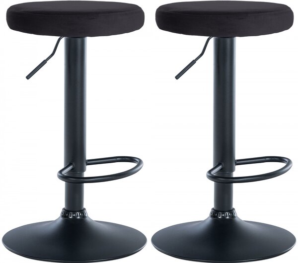 2x Barová židle Ponte - samet, černý rám - Černá