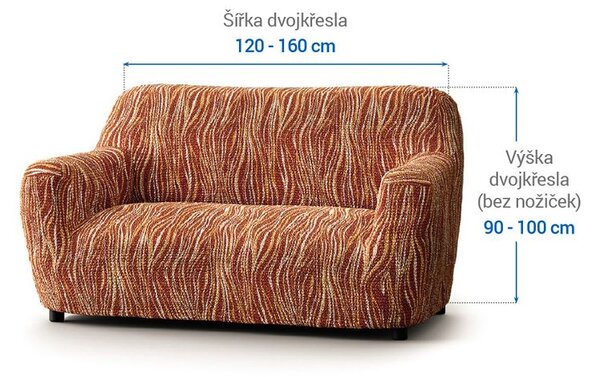 Bielastické potahy UNIVERSO NOVÉ žíhané cihlové dvojkřeslo (š. 120 - 160 cm)