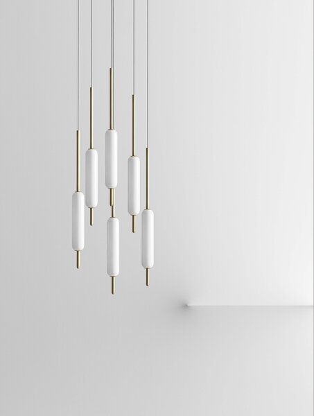 Il Fanale 285.03.ON Typha, závěsné svítidlo z mosazi a skla, 6x13W LED 2700K, prům. 50cm