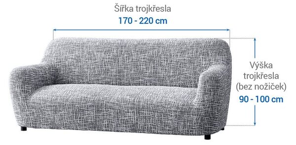 Bielastické potahy GRAFITI NOVÉ antracit trojkřeslo (š. 170 - 220 cm)