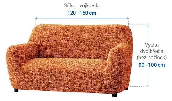 Bielastické potahy GRAFITI NOVÉ cihlové dvojkřeslo (š. 120 - 160 cm)