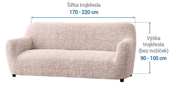 Bielastické potahy GRAFITI NOVÉ béžové trojkřeslo (š. 170 - 220 cm)