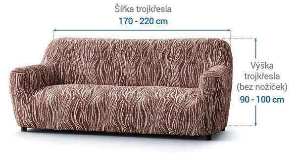 Bielastické potahy UNIVERSO NOVÉ žíhané hnědé trojkřeslo (š. 170 - 220 cm)