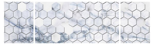 Obraz - Mramorované hexagony (170x50 cm)
