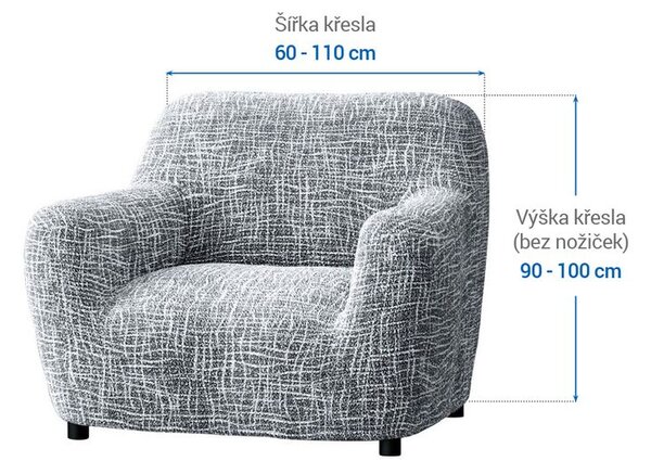 Bielastické potahy GRAFITI NOVÉ antracit křeslo (š. 60 - 110 cm)