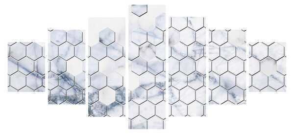 Obraz - Mramorované hexagony (210x100 cm)