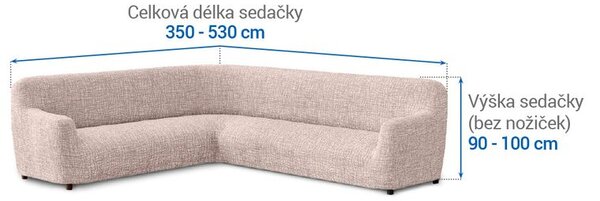 Bielastické potahy GRAFITI NOVÉ béžové rohová sedačka (š. 350 - 530 cm)