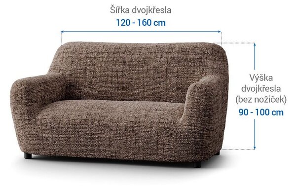 Bielastické potahy VITTORIA hnědá dvojkřeslo (š. 120 - 160 cm)
