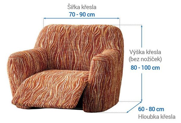 Bielastické potahy UNIVERSO NOVÉ žíhané cihlové relaxační křeslo (š. 70 - 90 cm)