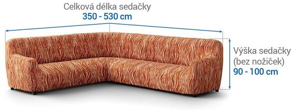 Bielastické potahy UNIVERSO NOVÉ žíhané cihlové rohová sedačka (š. 350 - 530 cm)