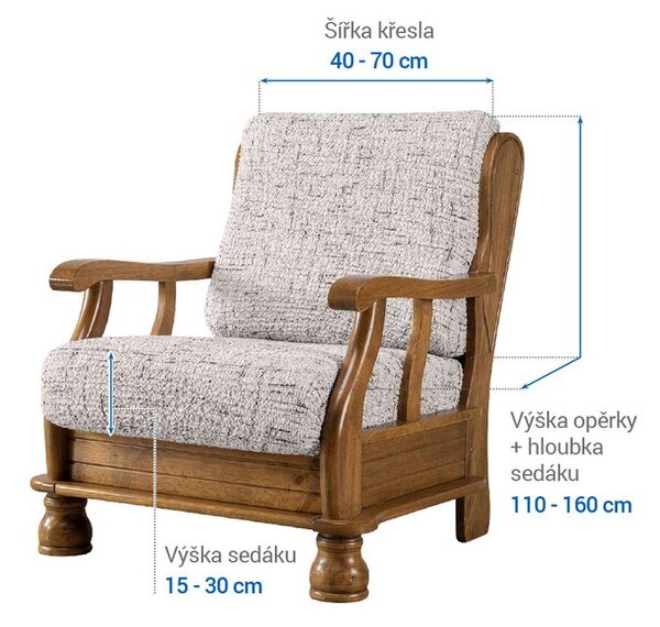 Bielastické potahy VITTORIA smetanová křeslo s dřevěnými rukojeťmi (š. 40 - 70 cm)
