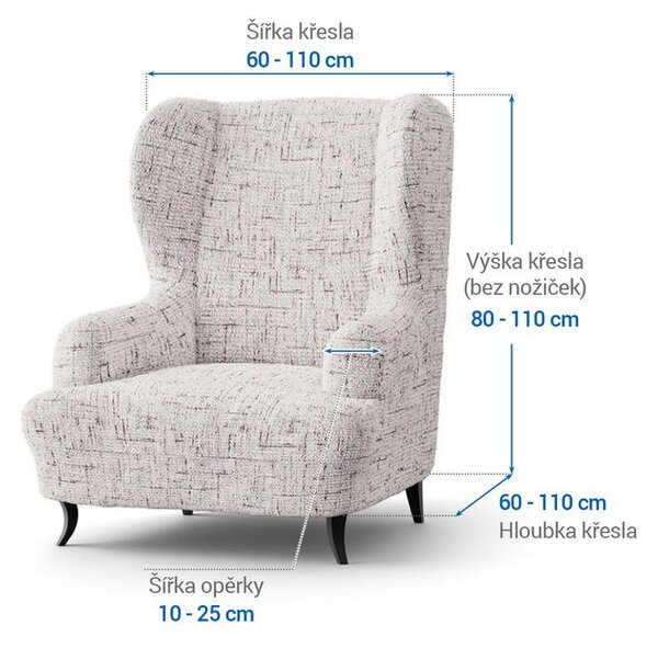 Bielastické potahy VITTORIA smetanová křeslo ušák (š. 60 - 110 cm)