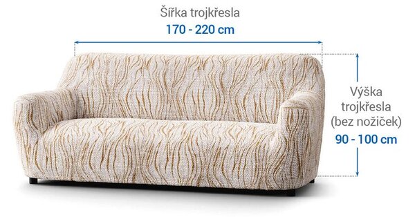 Bielastické potahy UNIVERSO NOVÉ žíhané béžové trojkřeslo (š. 170 - 220 cm)