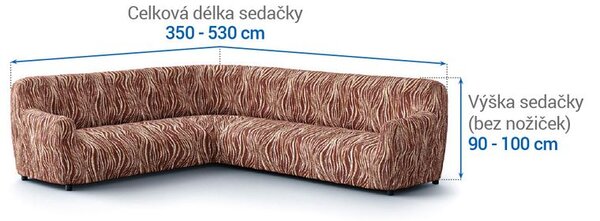 Bielastické potahy UNIVERSO NOVÉ žíhané hnědé rohová sedačka (š. 350 - 530 cm)