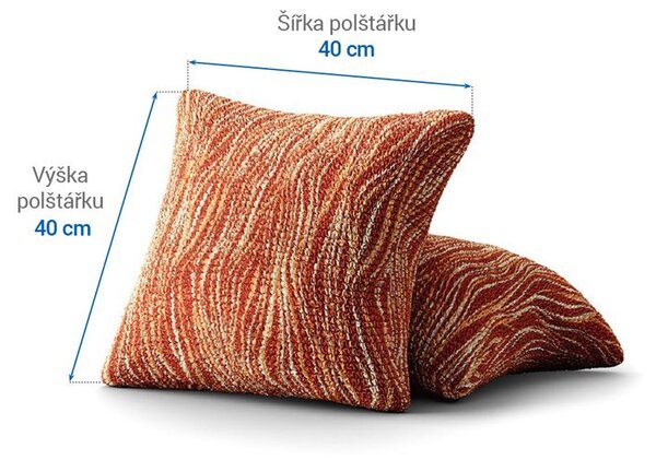 Bielastické potahy UNIVERSO NOVÉ žíhané cihlové povlaky na polštářky 2 ks (40 x 40 cm)