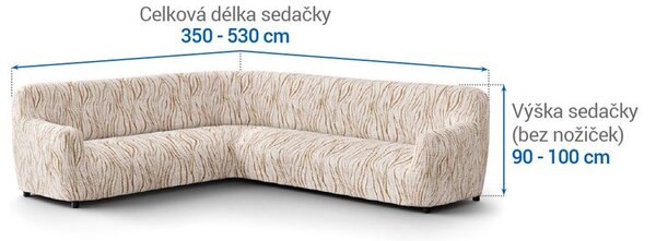 Bielastické potahy UNIVERSO NOVÉ žíhané béžové rohová sedačka (š. 350 - 530 cm)
