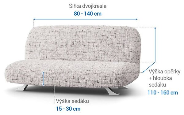Bielastické potahy VITTORIA smetanová dvojkřeslo s dřevěnými rukojeťmi (š. 80 -140 cm)