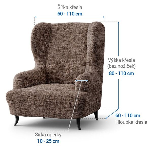 Bielastické potahy VITTORIA hnědá křeslo ušák (š. 60 - 110 cm)