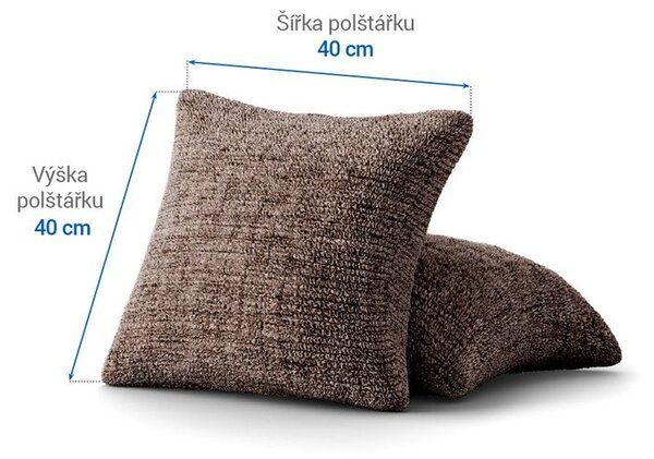 Bielastické potahy VITTORIA hnědá povlaky na polštářky 2 ks (40 x 40 cm)