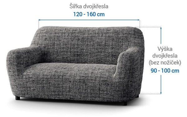 Bielastické potahy VITTORIA šedá dvojkřeslo (š. 120 - 160 cm)