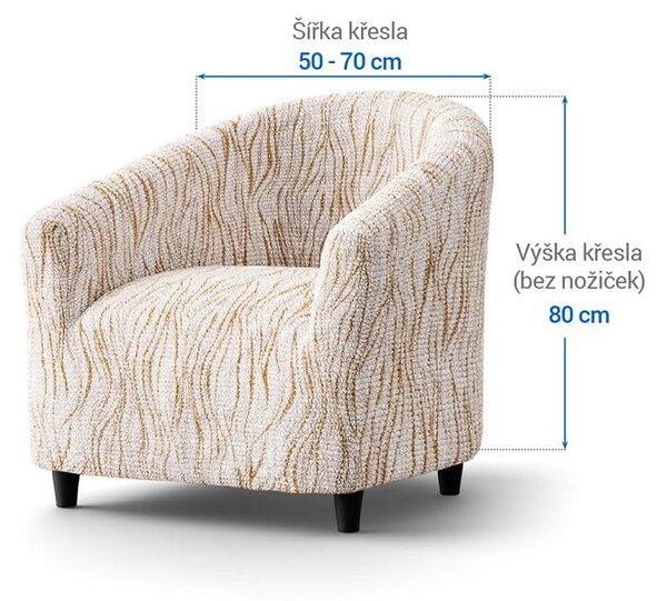Bielastické potahy UNIVERSO NOVÉ žíhané béžové klubové křeslo (š. 50 - 70 cm)