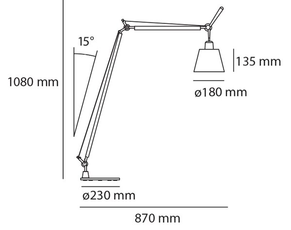 Artemide Designová stojací lampa Tolomeo Basculante Reading Floor, 1xE27 Materiál stínidla: Pergamenový papír