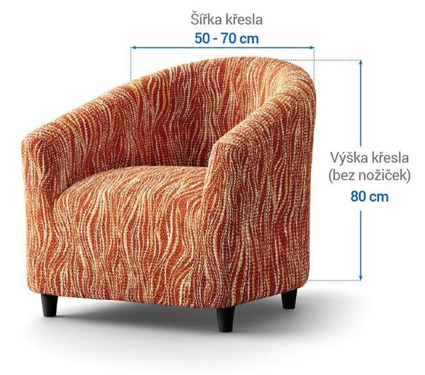 Bielastické potahy UNIVERSO NOVÉ žíhané cihlové klubové křeslo (š. 50 - 70 cm)