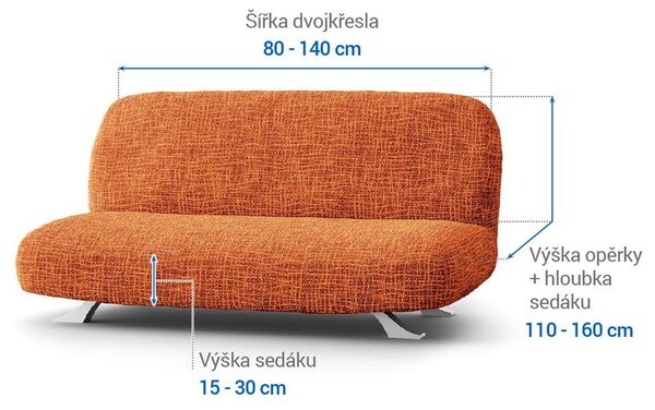 Bielastické potahy GRAFITI NOVÉ cihlové dvojkřeslo s dřevěnými rukojeťmi (š. 80 - 140 cm)