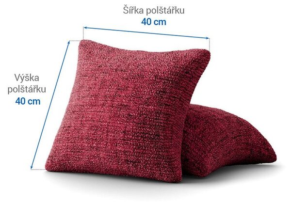 Bielastické potahy VITTORIA bordó povlaky na polštářky 2 ks ( 40 x 40 cm)