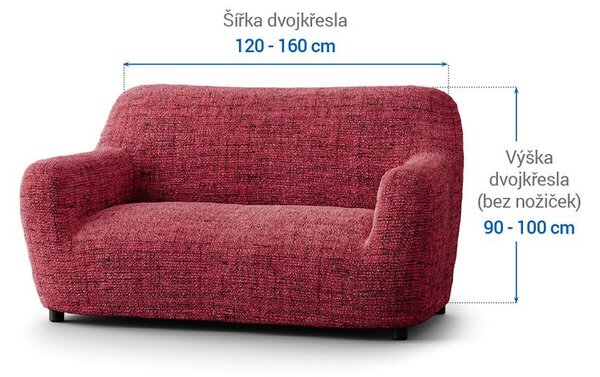 Bielastické potahy VITTORIA bordó dvojkřeslo (š. 120 - 160 cm)