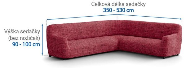 Bielastické potahy VITTORIA bordó rohová sedačka (š. 350 - 530 cm)